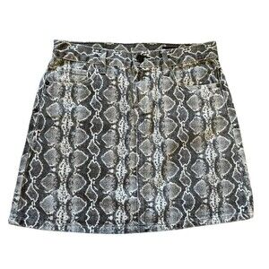 BlankNYC Snake Print Skirt Black Gray Mini Cotton Women’s Size 26 Pockets